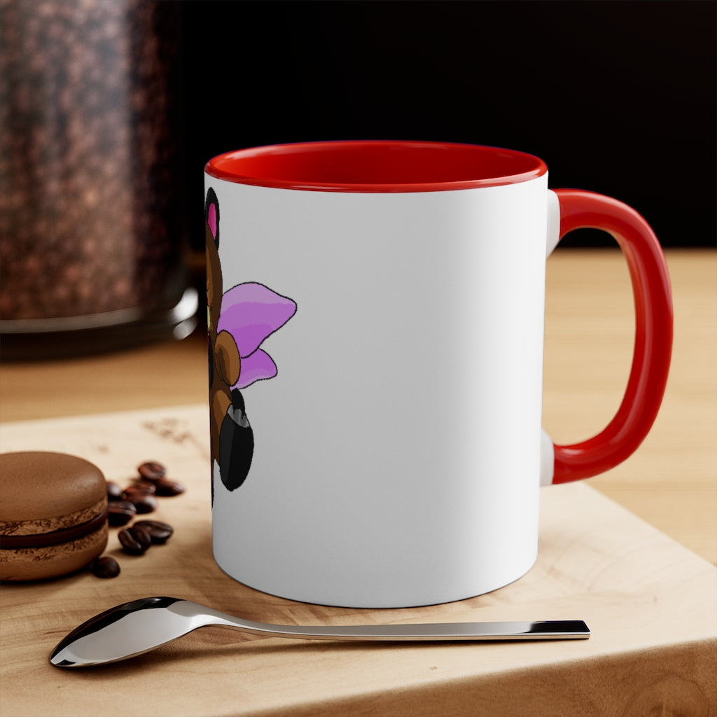 Angebear Accent Mug featuring a two-tone design with a white exterior and a colored interior, available in red, pink, and black options.