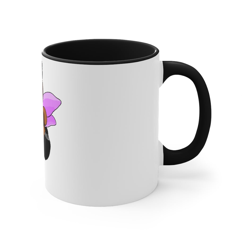 Angebear Accent Mug featuring a two-tone design with a white exterior and a colored interior, available in red, pink, and black options.