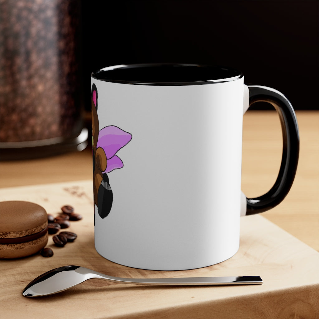 Angebear Accent Mug featuring a two-tone design with a white exterior and a colored interior, available in red, pink, and black options.