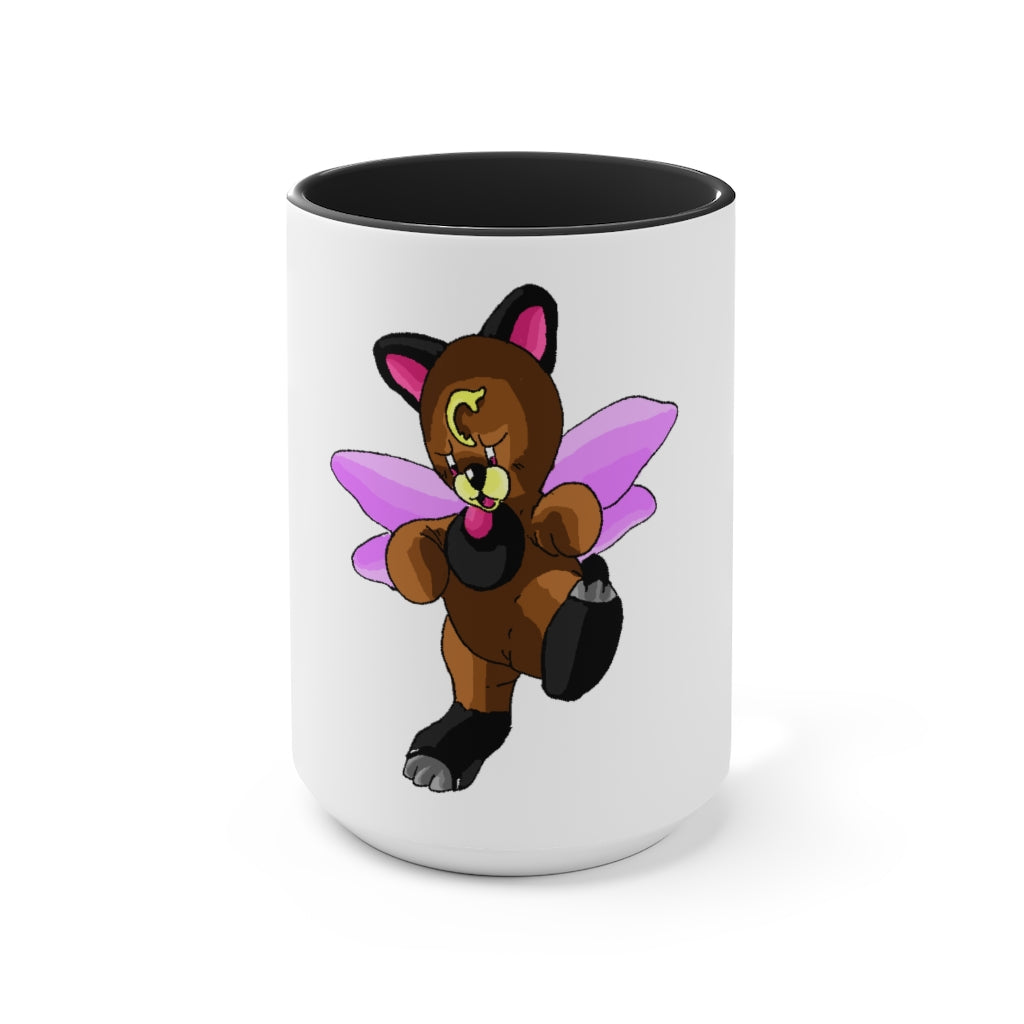 Angebear Accent Mug featuring a two-tone design with a white exterior and a colored interior, available in red, pink, and black options.