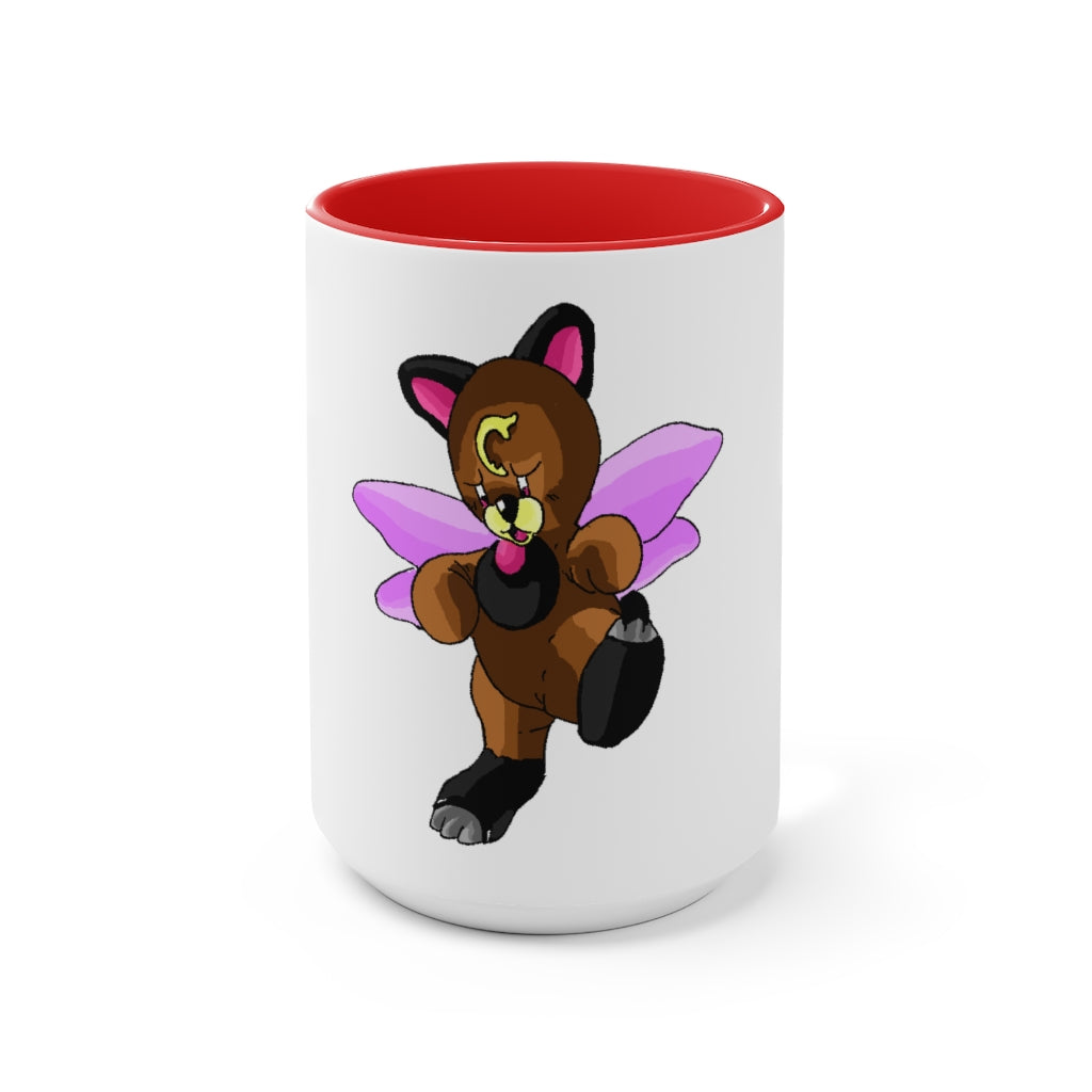 Angebear Accent Mug featuring a two-tone design with a white exterior and a colored interior, available in red, pink, and black options.