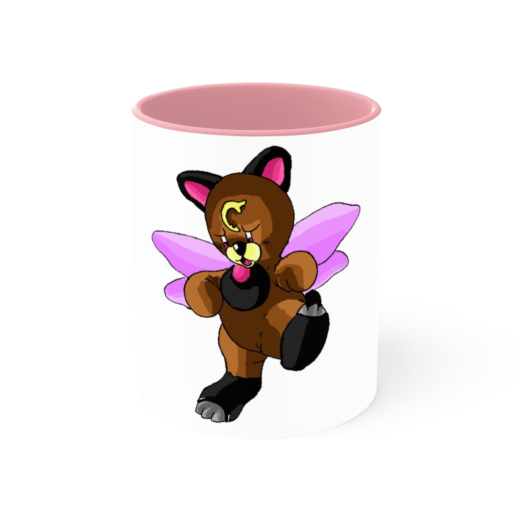 Angebear Accent Mug featuring a two-tone design with a white exterior and a colored interior, available in red, pink, and black options.