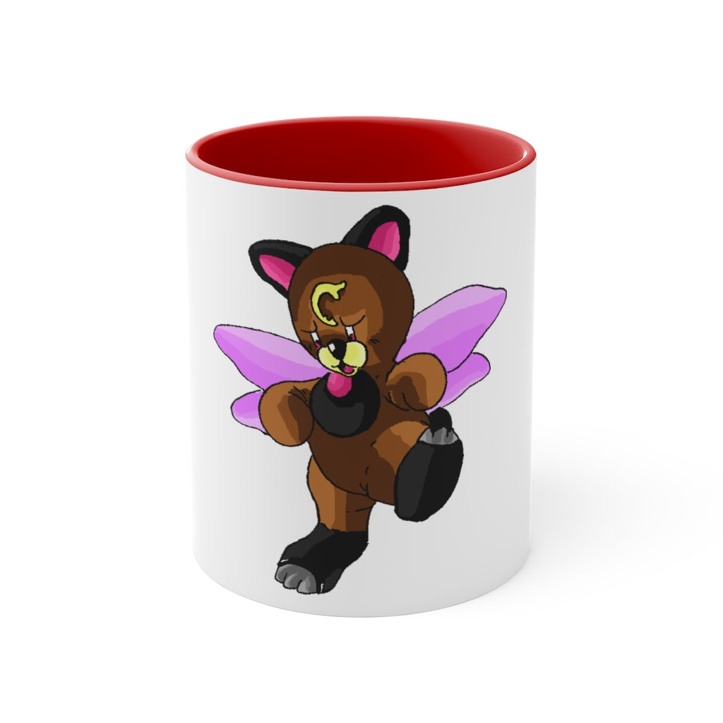 Angebear Accent Mug featuring a two-tone design with a white exterior and a colored interior, available in red, pink, and black options.