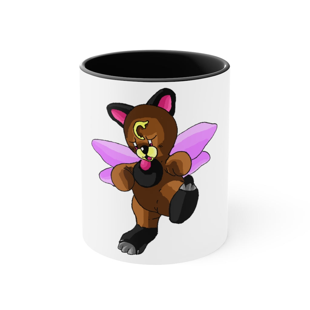 Angebear Accent Mug featuring a two-tone design with a white exterior and a colored interior, available in red, pink, and black options.