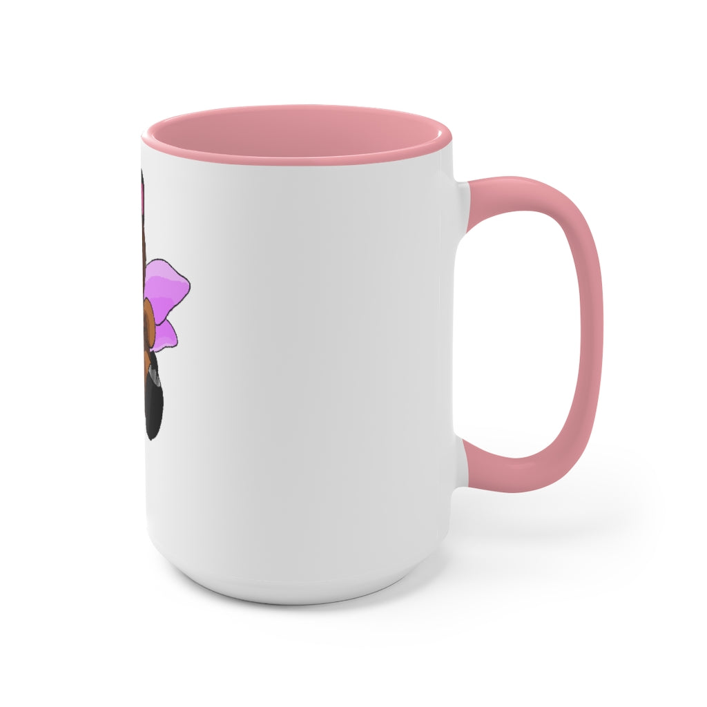 Angebear Accent Mug featuring a two-tone design with a white exterior and a colored interior, available in red, pink, and black options.