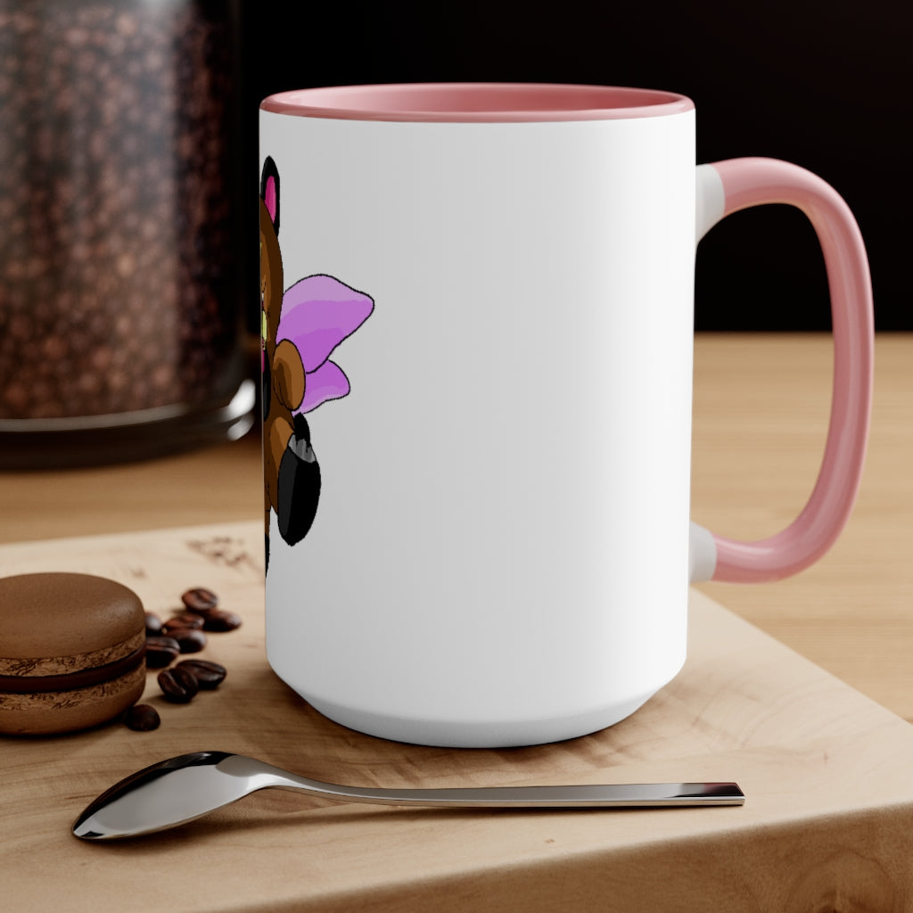 Angebear Accent Mug featuring a two-tone design with a white exterior and a colored interior, available in red, pink, and black options.