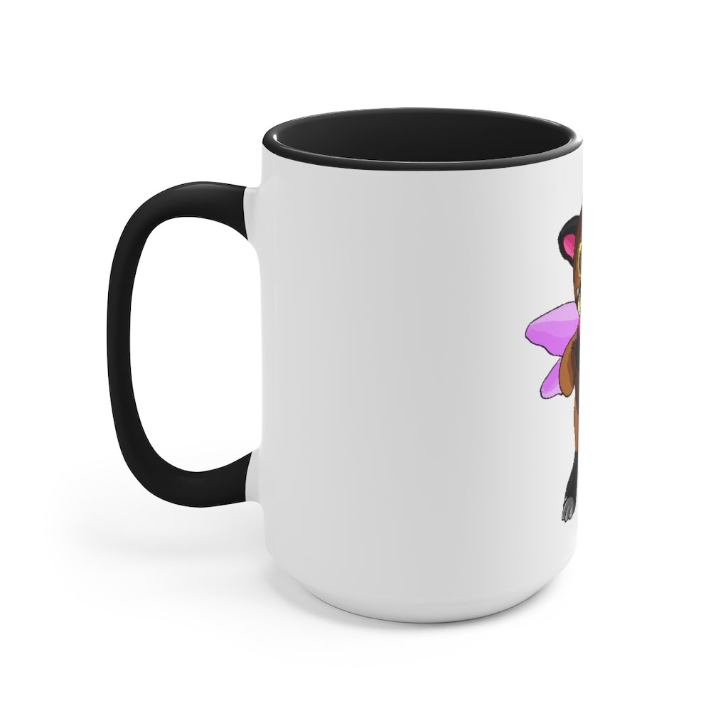 Angebear Accent Mug featuring a two-tone design with a white exterior and a colored interior, available in red, pink, and black options.