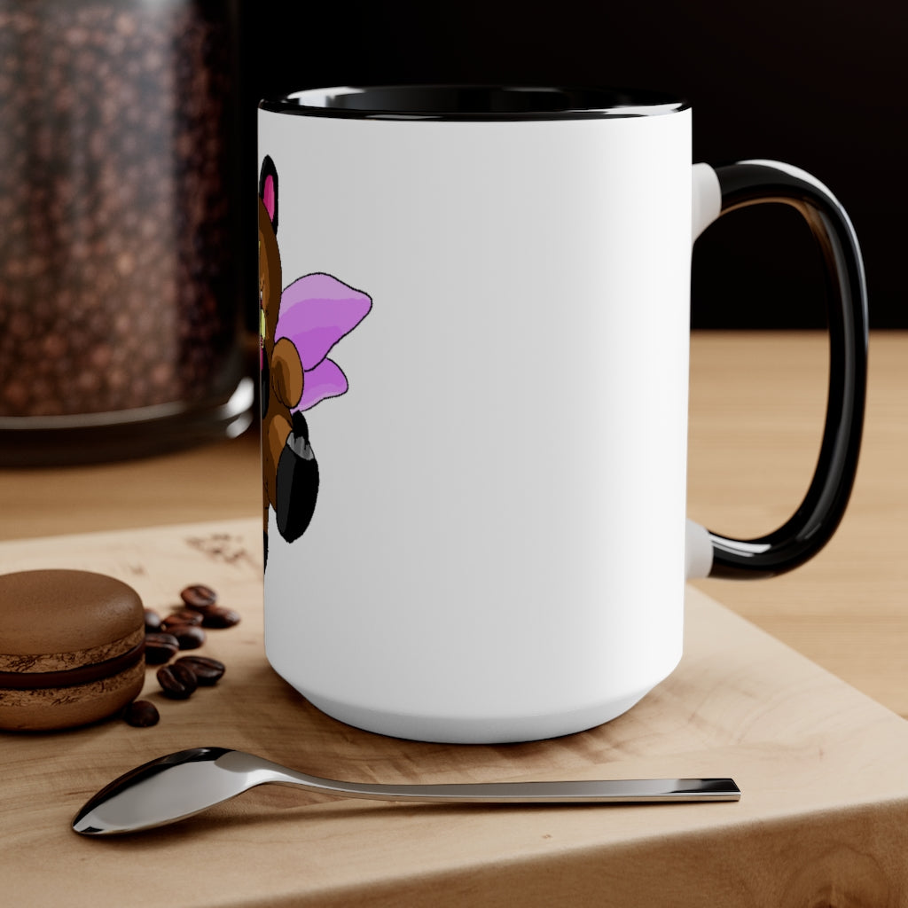 Angebear Accent Mug featuring a two-tone design with a white exterior and a colored interior, available in red, pink, and black options.