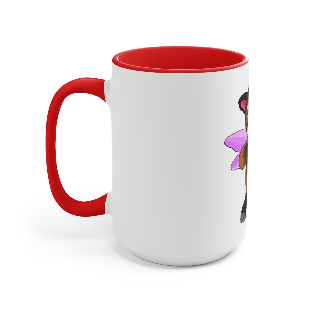 Angebear Accent Mug featuring a two-tone design with a white exterior and a colored interior, available in red, pink, and black options.