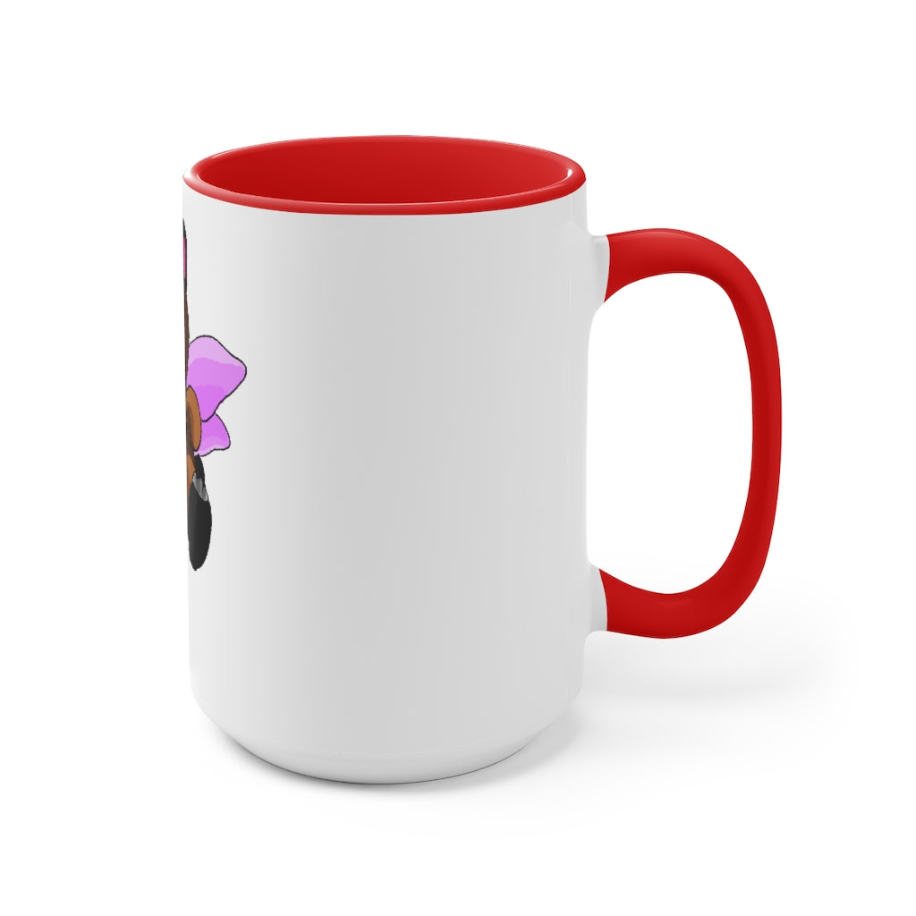 Angebear Accent Mug featuring a two-tone design with a white exterior and a colored interior, available in red, pink, and black options.