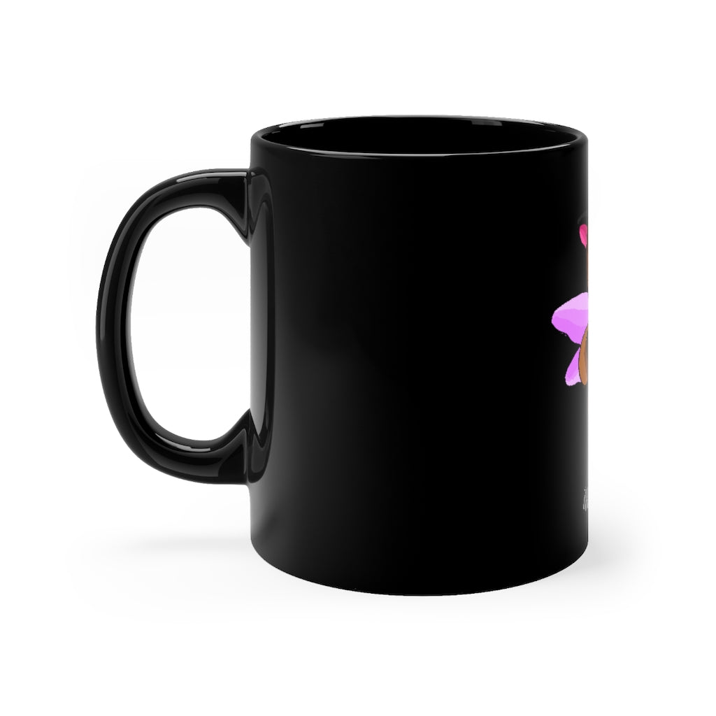 Angebear Black Mug 11oz featuring a sleek black ceramic design with rounded corners and a comfortable C-handle.