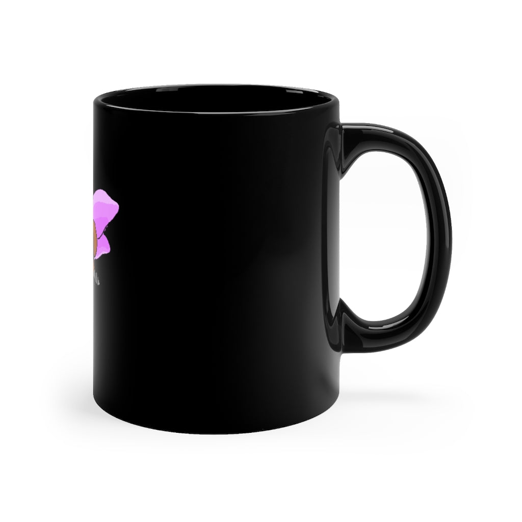 Angebear Black Mug 11oz featuring a sleek black ceramic design with rounded corners and a comfortable C-handle.