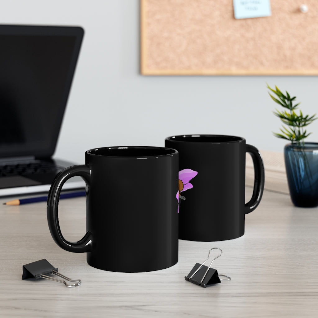 Angebear Black Mug 11oz featuring a sleek black ceramic design with rounded corners and a comfortable C-handle.