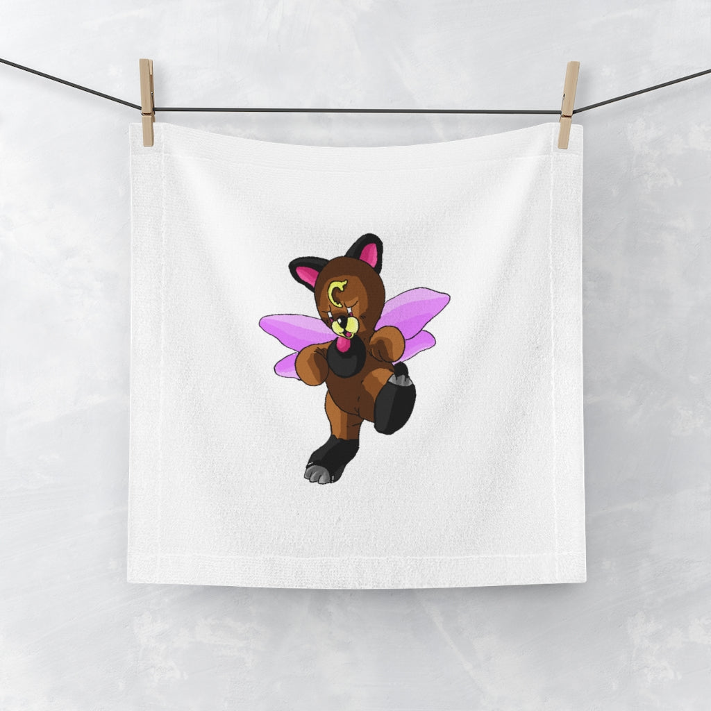 Angebear Face Towel featuring a customizable polyester front and soft cotton back, ideal for personal designs.