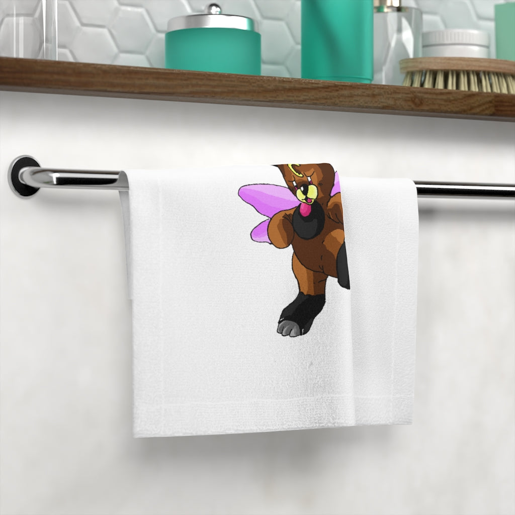 Angebear Face Towel featuring a customizable polyester front and soft cotton back, ideal for personal designs.