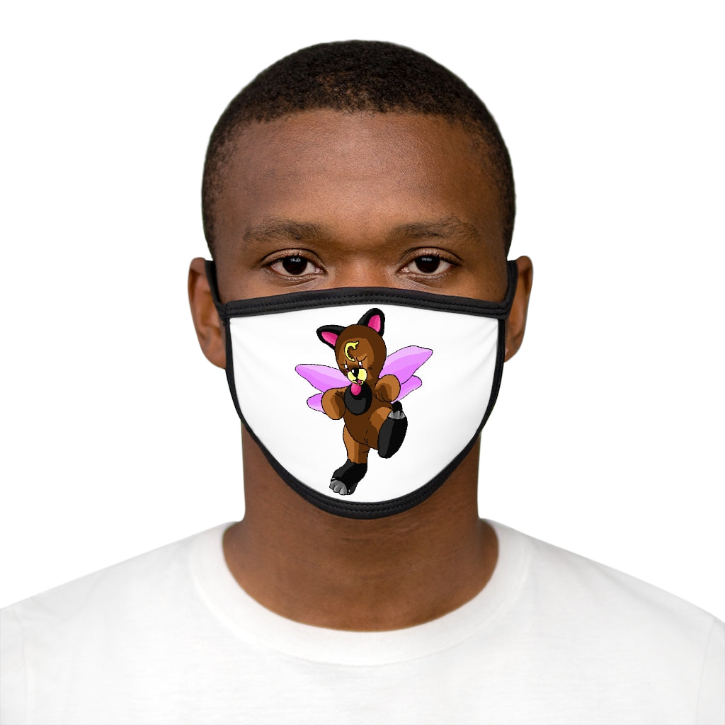 Angebear Mixed-Fabric Face Mask featuring a black outer edge and earloops, made of polyester and cotton for comfort and style.