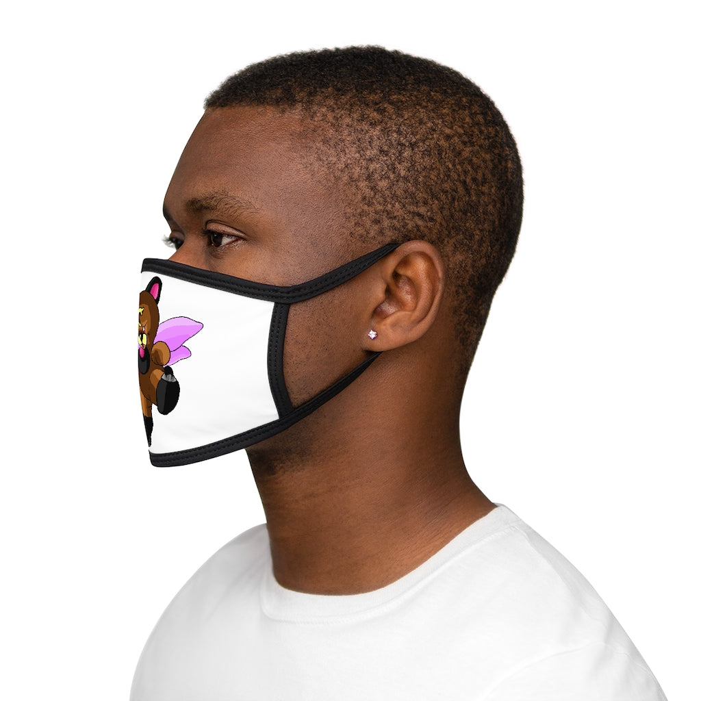 Angebear Mixed-Fabric Face Mask featuring a black outer edge and earloops, made of polyester and cotton for comfort and style.