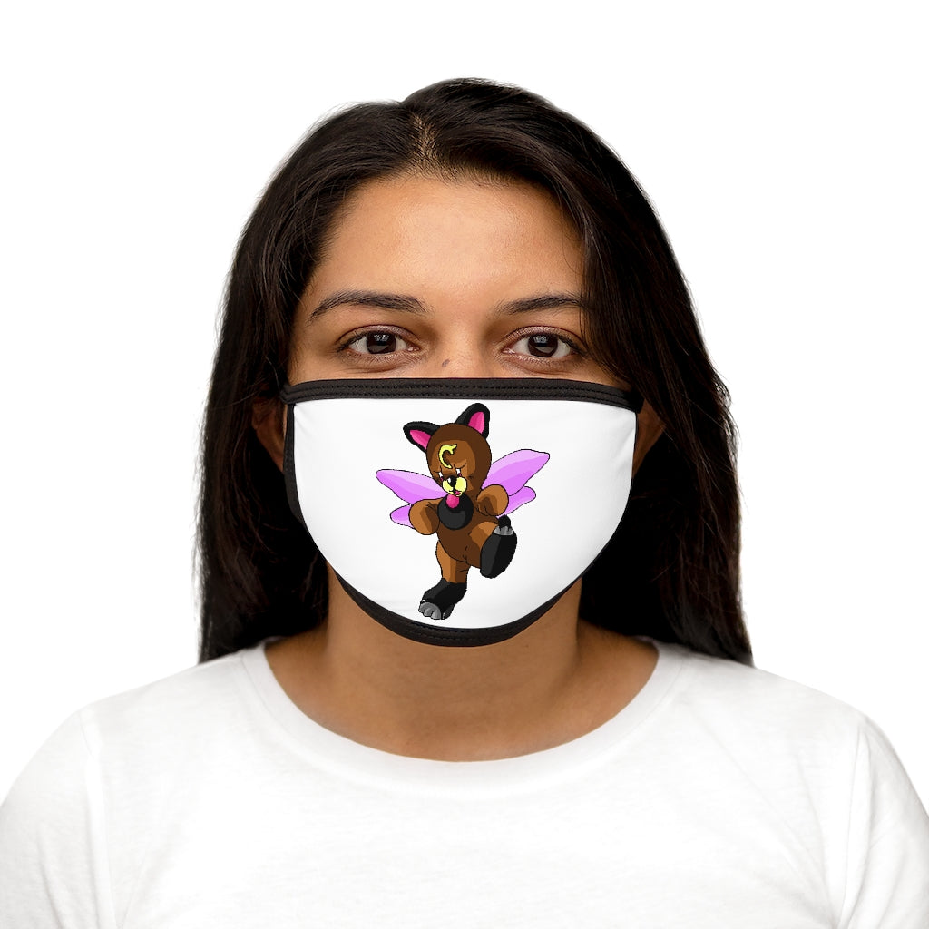 Angebear Mixed-Fabric Face Mask featuring a black outer edge and earloops, made of polyester and cotton for comfort and style.