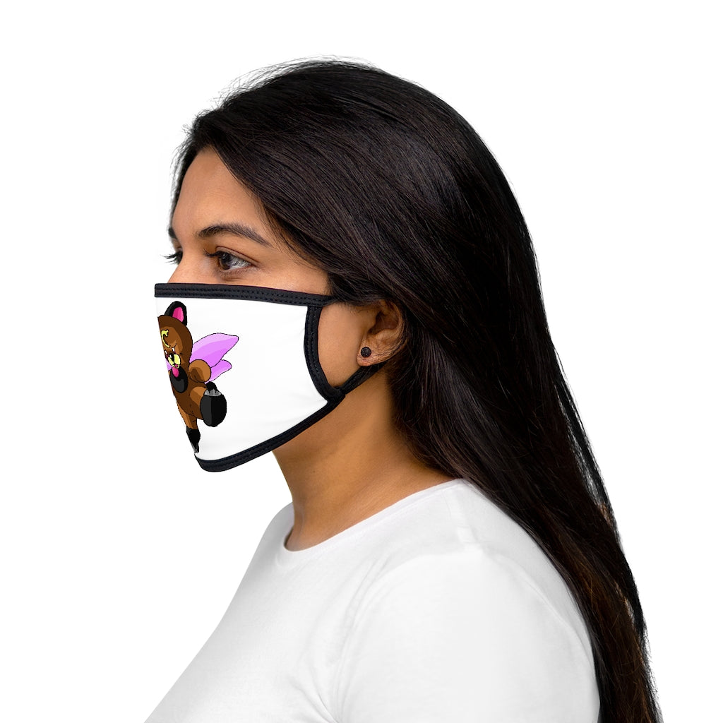 Angebear Mixed-Fabric Face Mask featuring a black outer edge and earloops, made of polyester and cotton for comfort and style.