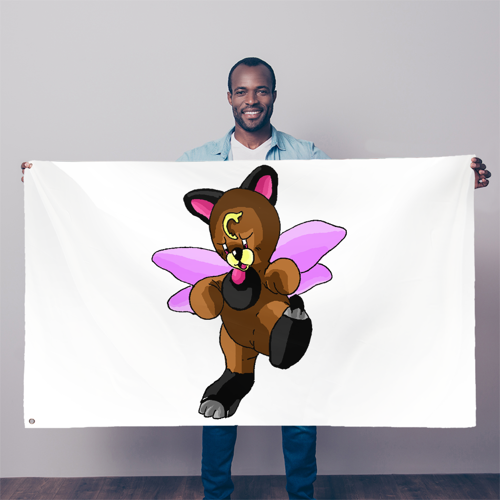 Angebear Sublimation Flag measuring 5FT x 3FT, made of durable polyester with vibrant colors and double-stitched edges, featuring two eyelets for easy hanging.