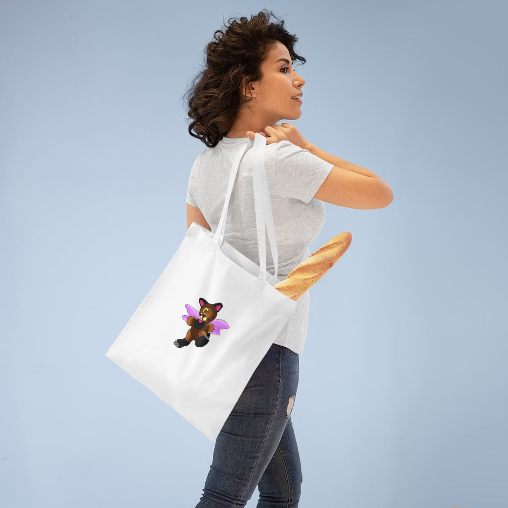 Angebear Tote Bag made of 100% cotton, featuring long handles and cross stitching for stability, available in various colors.