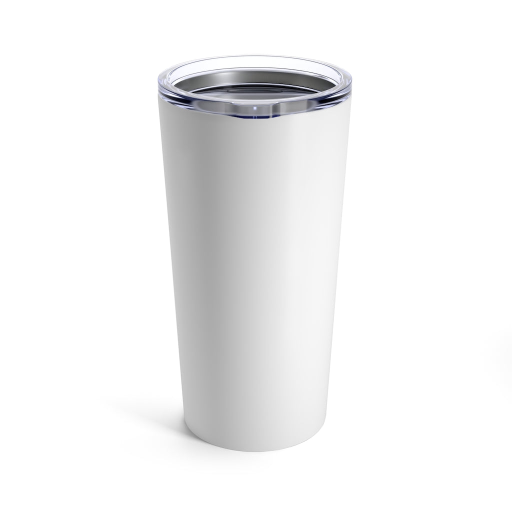 Angebear Tumbler 20oz in stainless steel with a see-thru plastic lid, showcasing its sleek design and rounded corners.