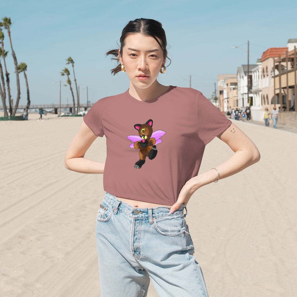 Angebear Women's Flowy Cropped Tee in various colors, showcasing its soft fabric and stylish design.