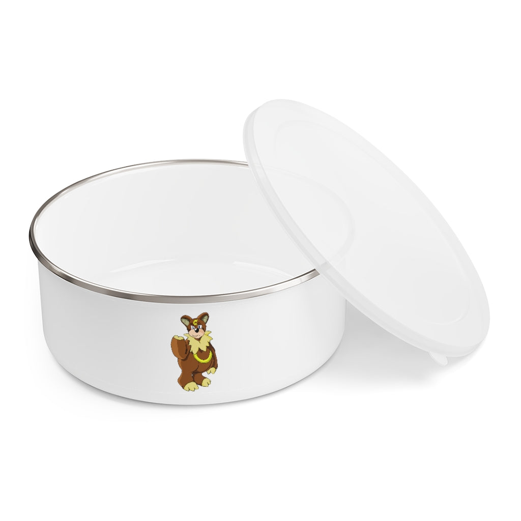 Angeburdum Enamel Bowl made of stainless steel with a translucent lid, showcasing a stylish hipster chic design.