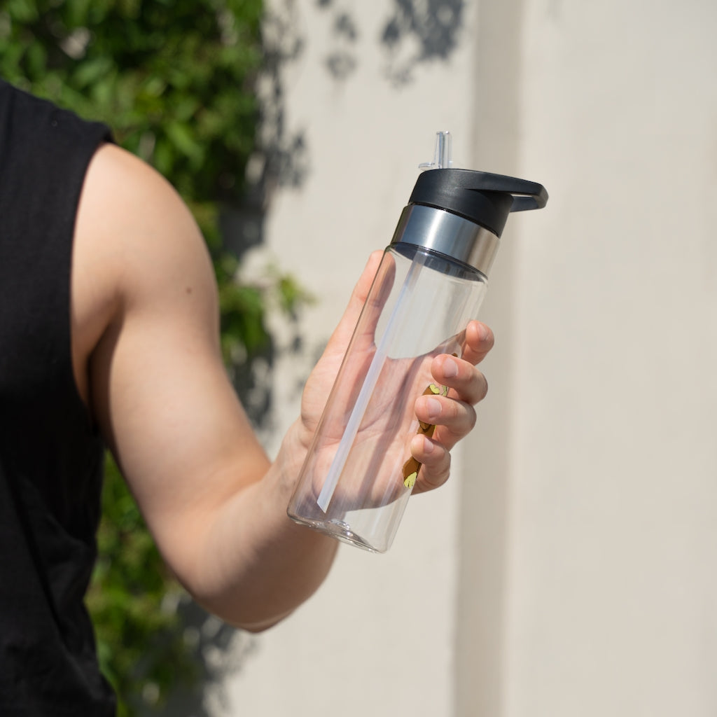 Angeburdum Kensington Tritan™ Sport Bottle, 20oz, featuring a sleek design, carabiner hook, and spill-resistant lid with straw.