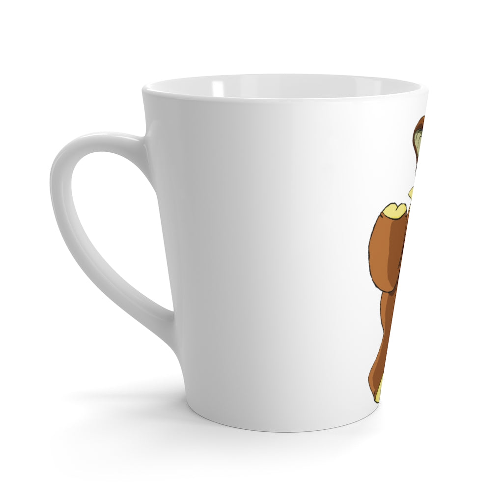 Angeburdum Latte Mug in white ceramic with rounded corners and C-handle, perfect for enjoying lattes.