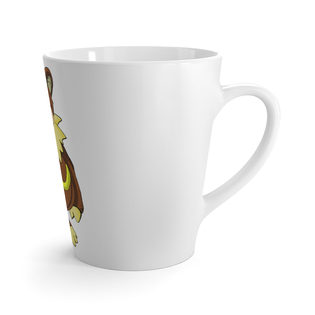 Angeburdum Latte Mug in white ceramic with rounded corners and C-handle, perfect for enjoying lattes.