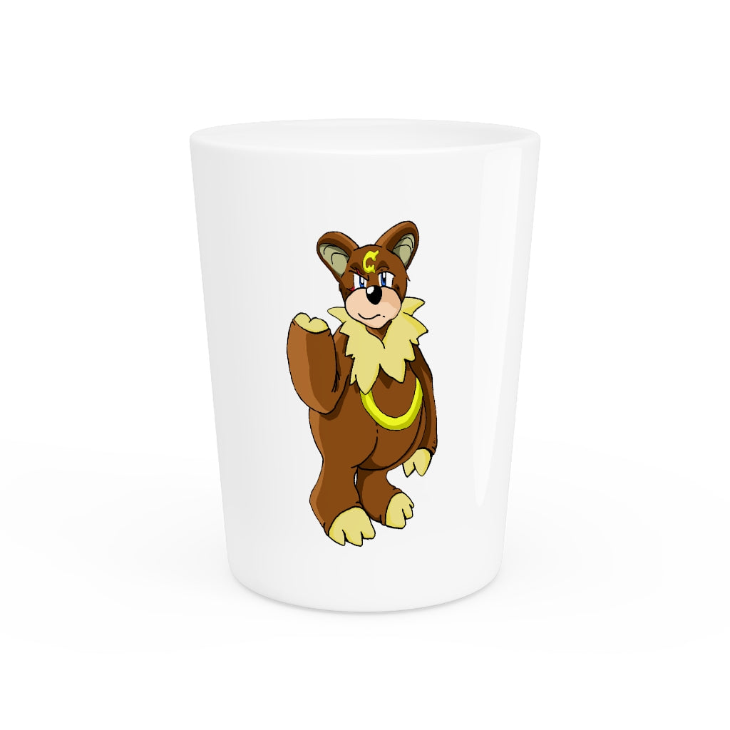 Personalized Angeburdum Shot Glass with white ceramic and customizable design, available in white or black interior.