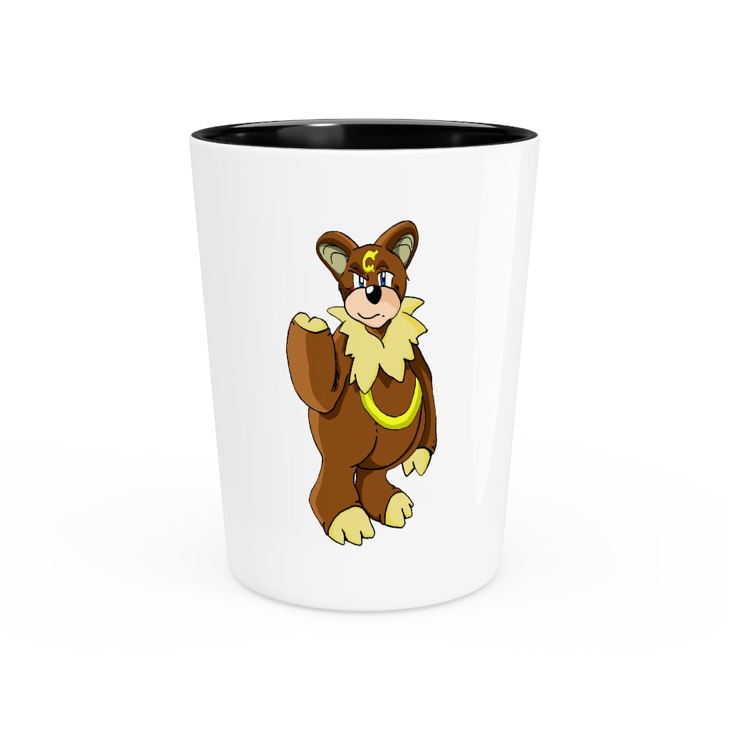 Personalized Angeburdum Shot Glass with white ceramic and customizable design, available in white or black interior.