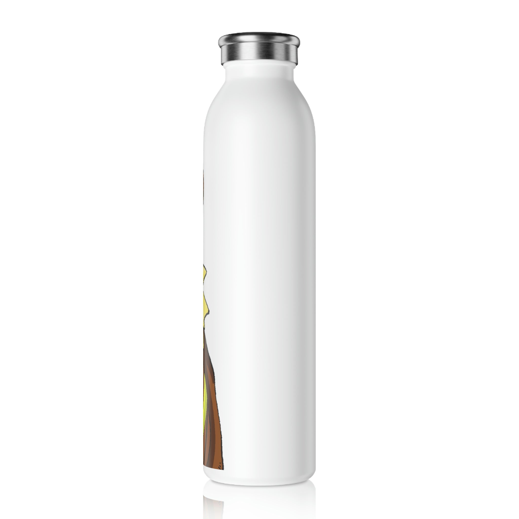 Angeburdum Slim Water Bottle with matte finish and silver cap, showcasing customizable design.