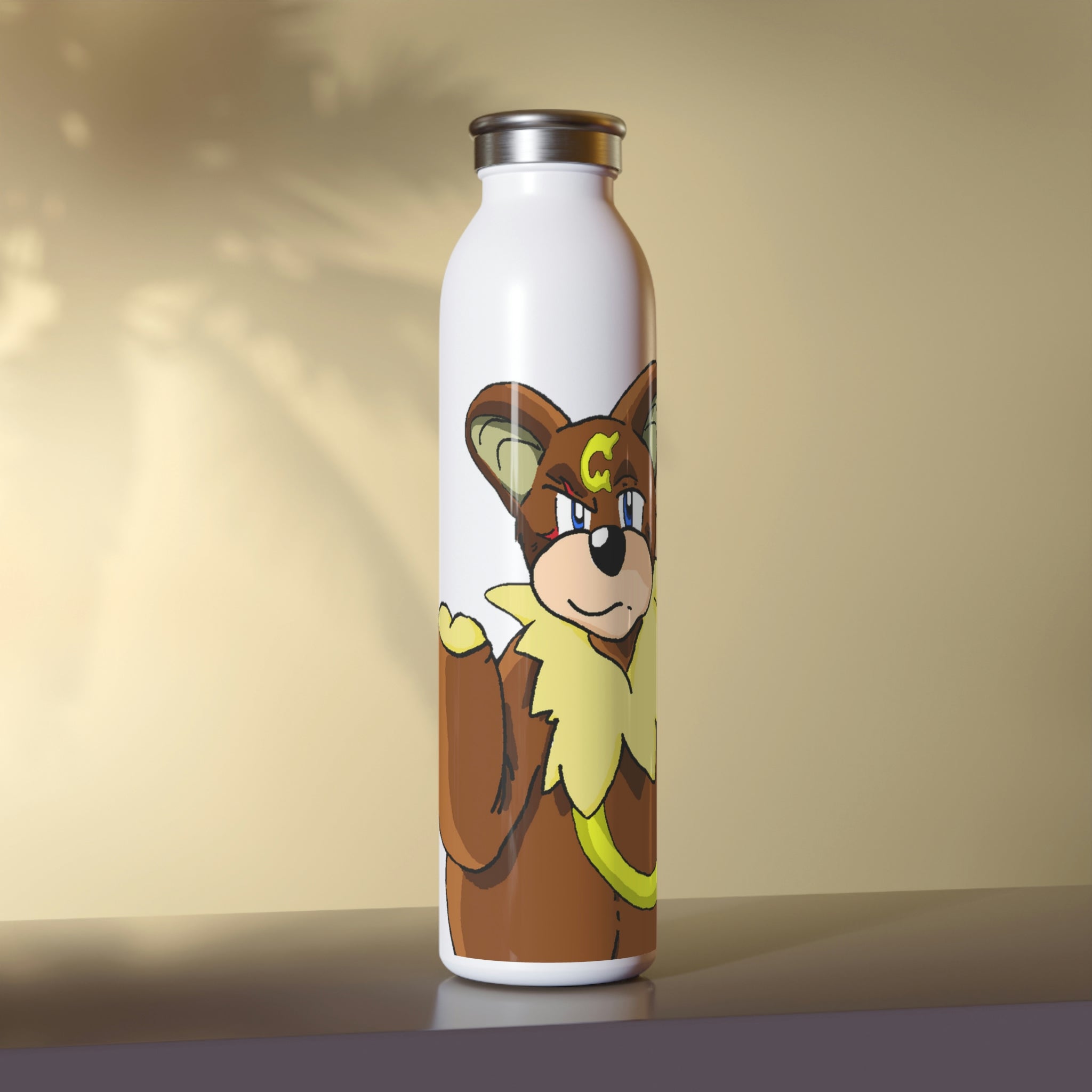 Angeburdum Slim Water Bottle with matte finish and silver cap, showcasing customizable design.