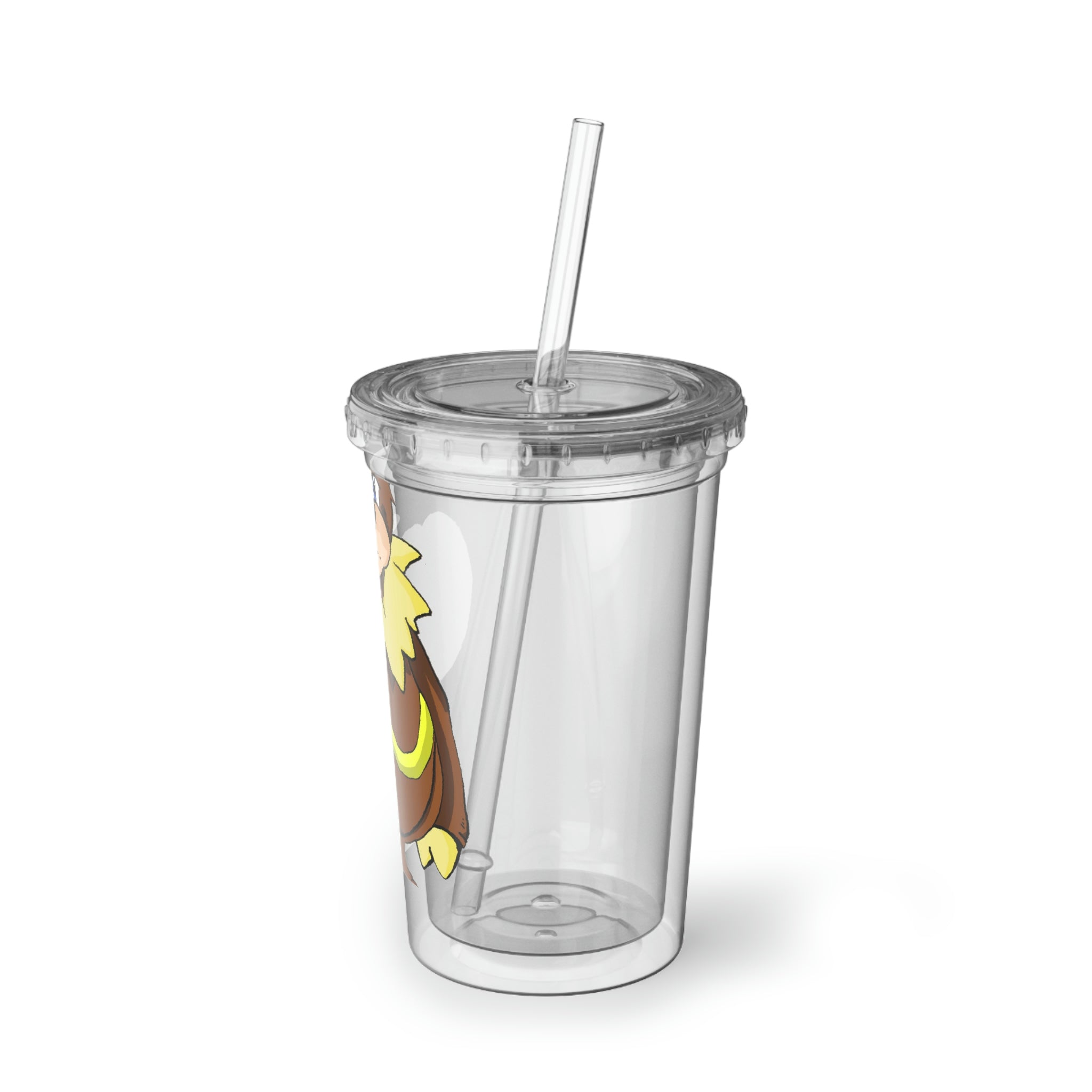 Angeburdum Suave Acrylic Cup in stainless steel with a black plastic cap and straw, showcasing a customizable design.