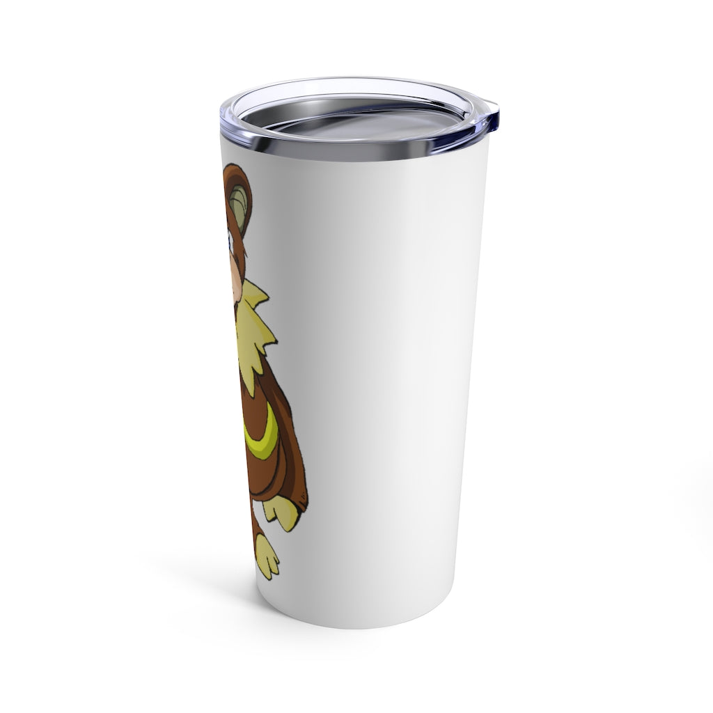 Angeburdum Tumbler 20oz in stainless steel with a see-thru plastic lid, showcasing its sleek design and rounded corners.