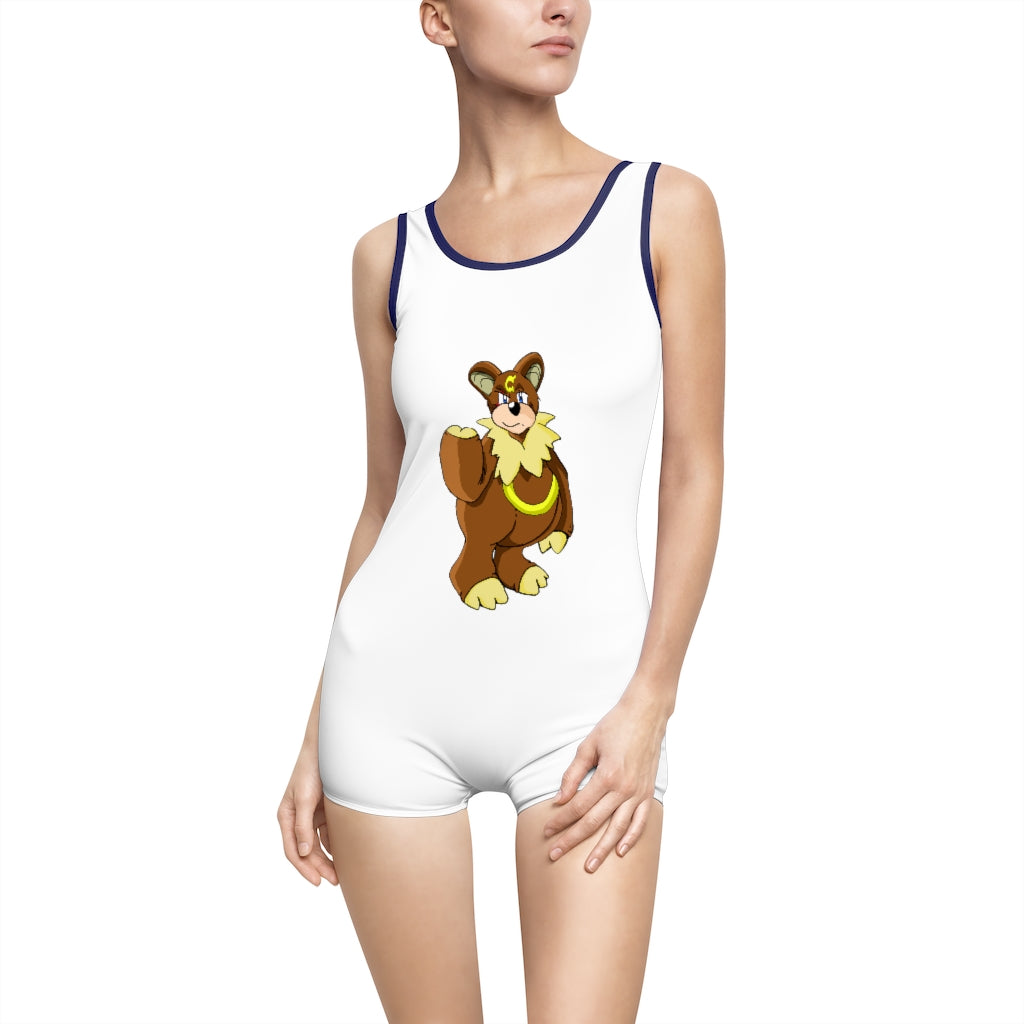 Angeburdum Women's Vintage Swimsuit featuring a deep U-shape neck, customizable design, and lightweight fabric, perfect for confident women.