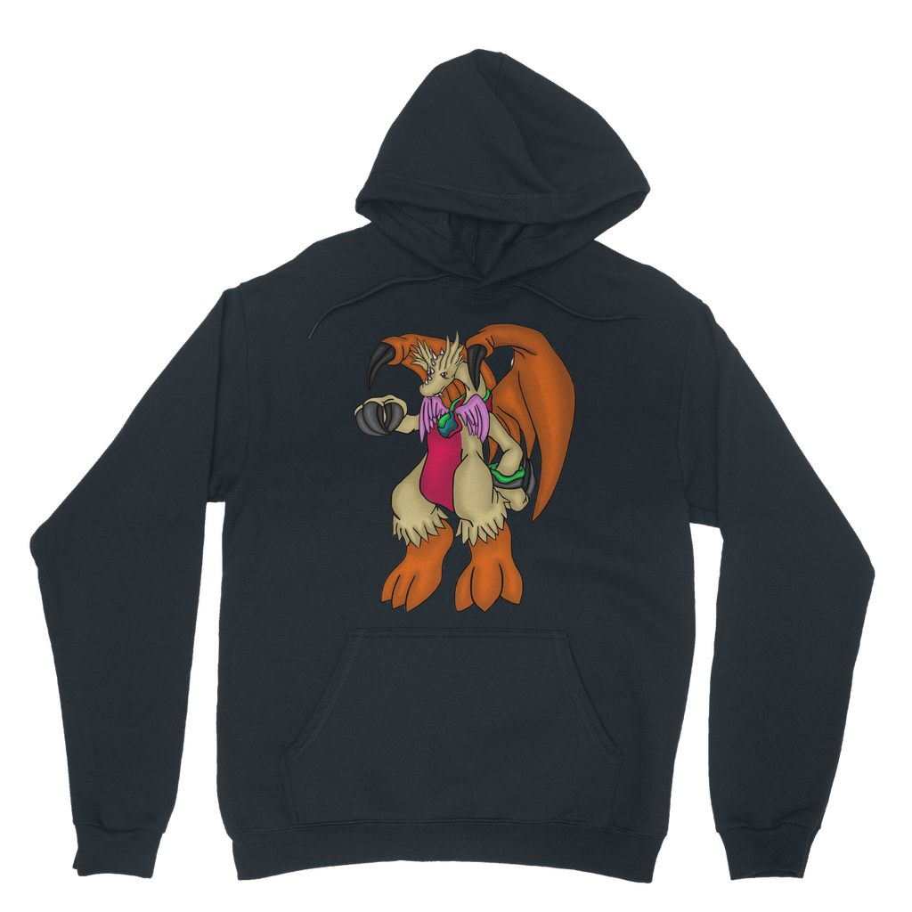 Angehardragon Classic Adult Hoodie featuring a double fabric hood, kangaroo pouch pocket, and ribbed cuffs in a stylish design.