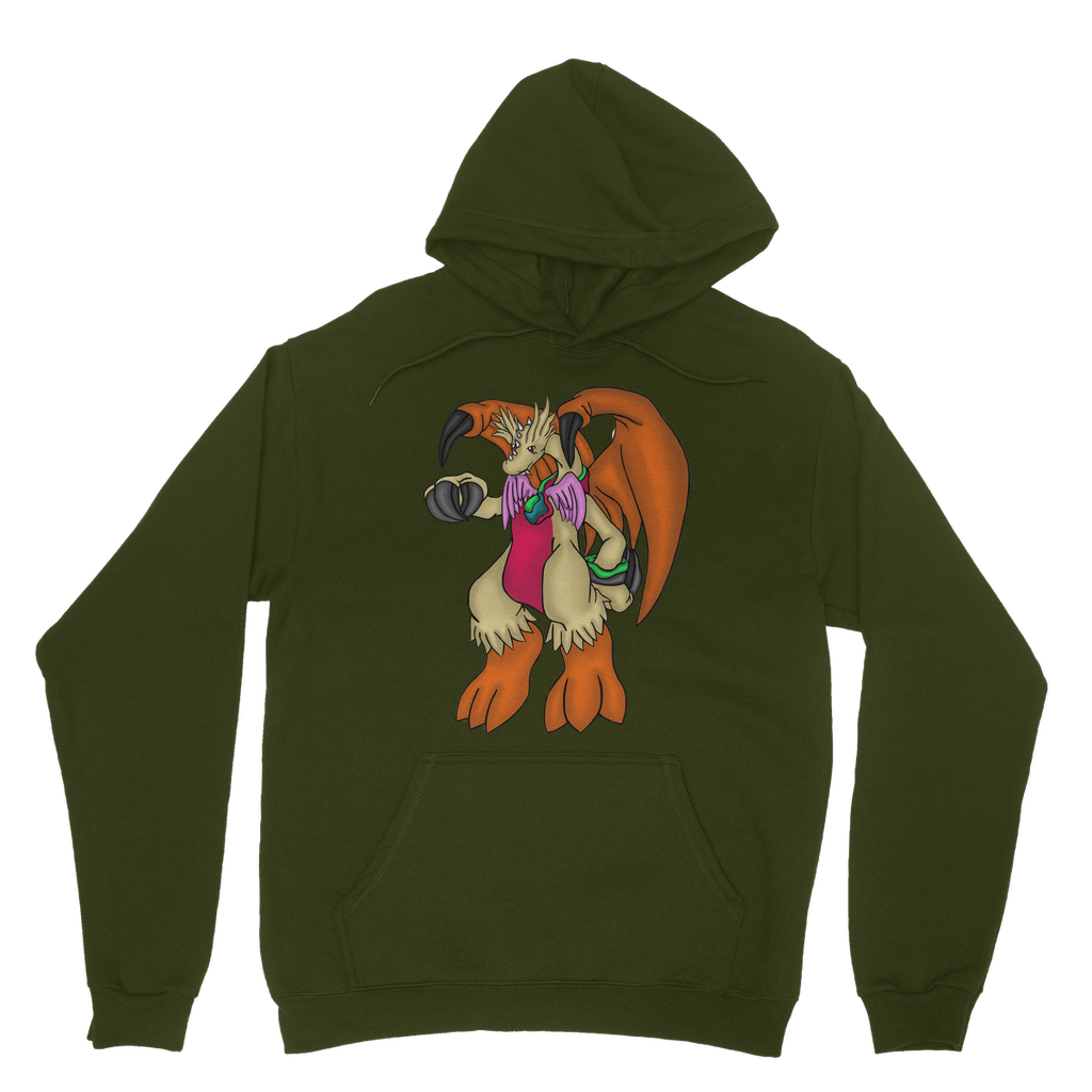 Angehardragon Classic Adult Hoodie featuring a double fabric hood, kangaroo pouch pocket, and ribbed cuffs in a stylish design.