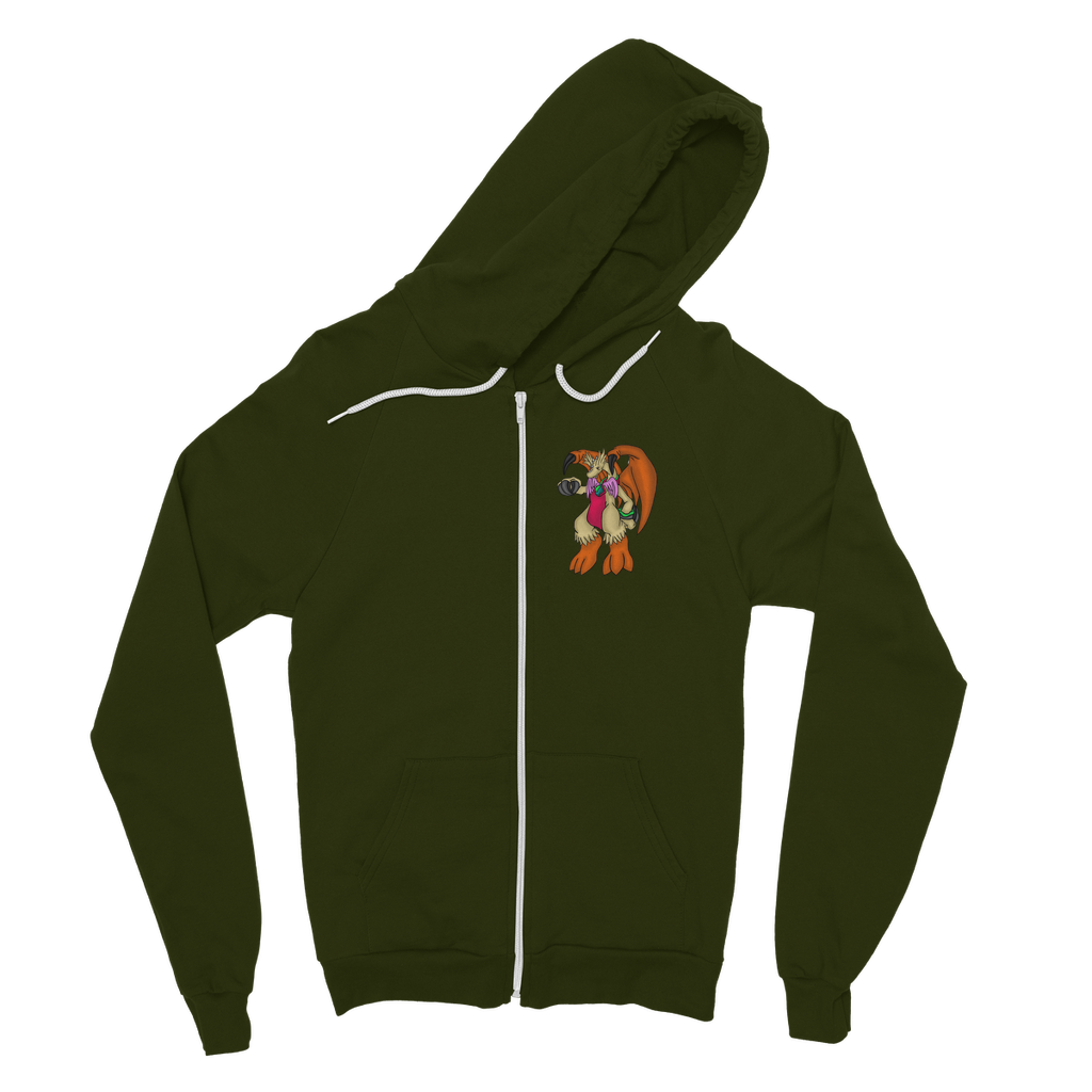 Angechardragon Classic Adult Zip Hoodie in various colors, showcasing the zip closure, kangaroo pocket, and double fabric hood.