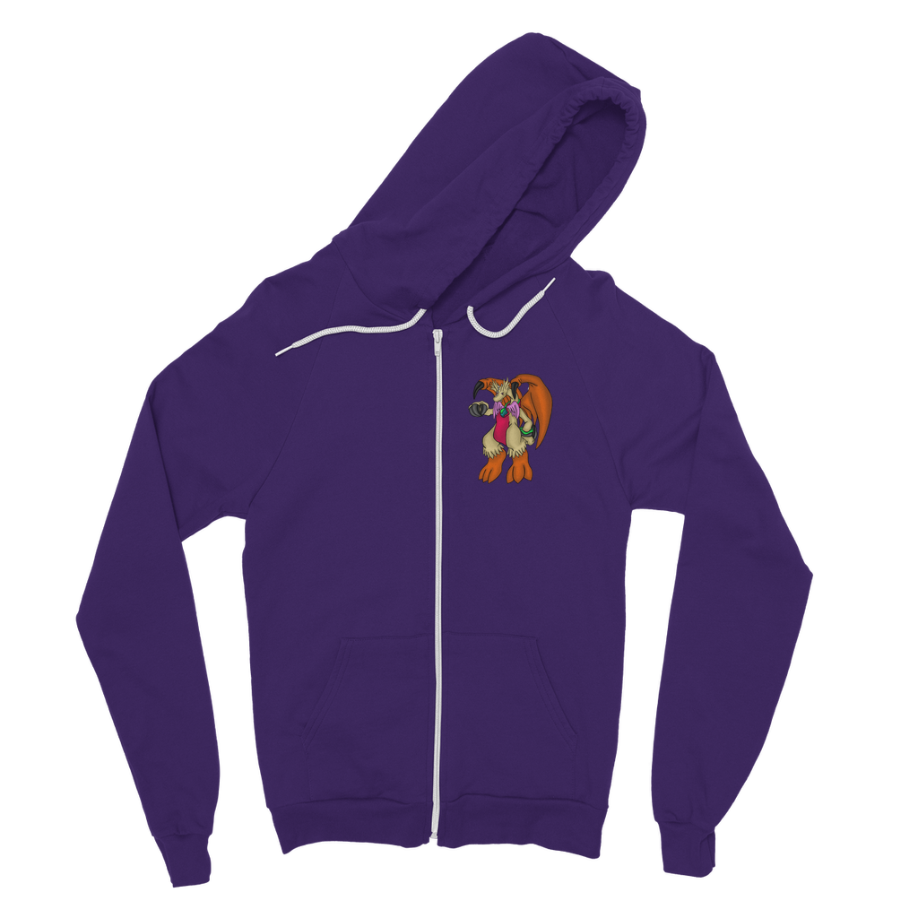 Angechardragon Classic Adult Zip Hoodie in various colors, showcasing the zip closure, kangaroo pocket, and double fabric hood.