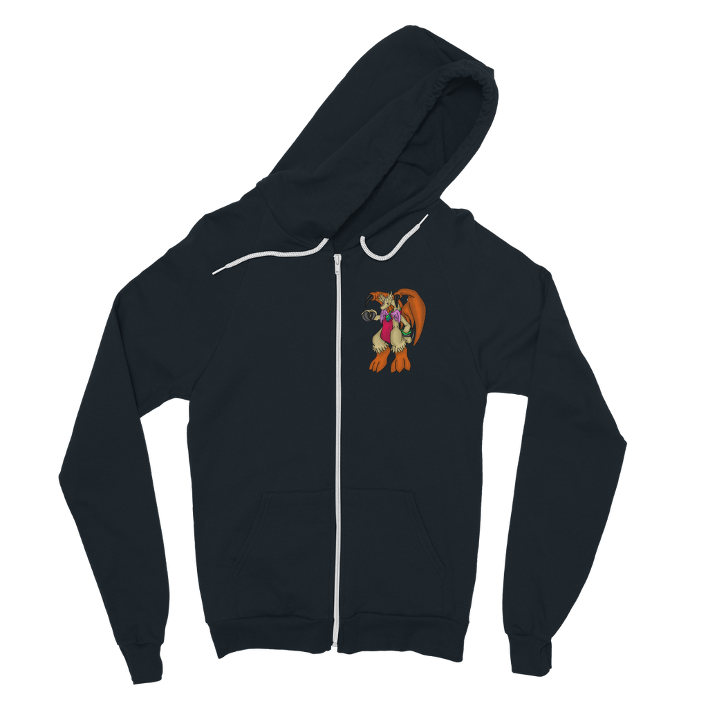 Angechardragon Classic Adult Zip Hoodie in various colors, showcasing the zip closure, kangaroo pocket, and double fabric hood.