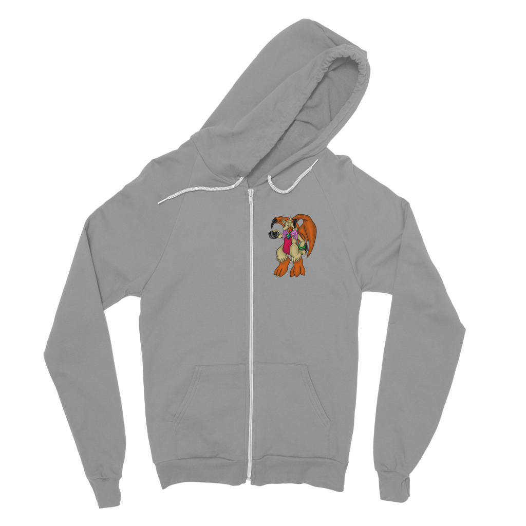 Angechardragon Classic Adult Zip Hoodie in various colors, showcasing the zip closure, kangaroo pocket, and double fabric hood.