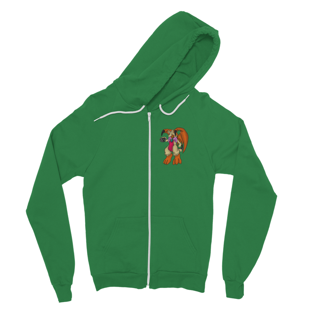 Angechardragon Classic Adult Zip Hoodie in various colors, showcasing the zip closure, kangaroo pocket, and double fabric hood.