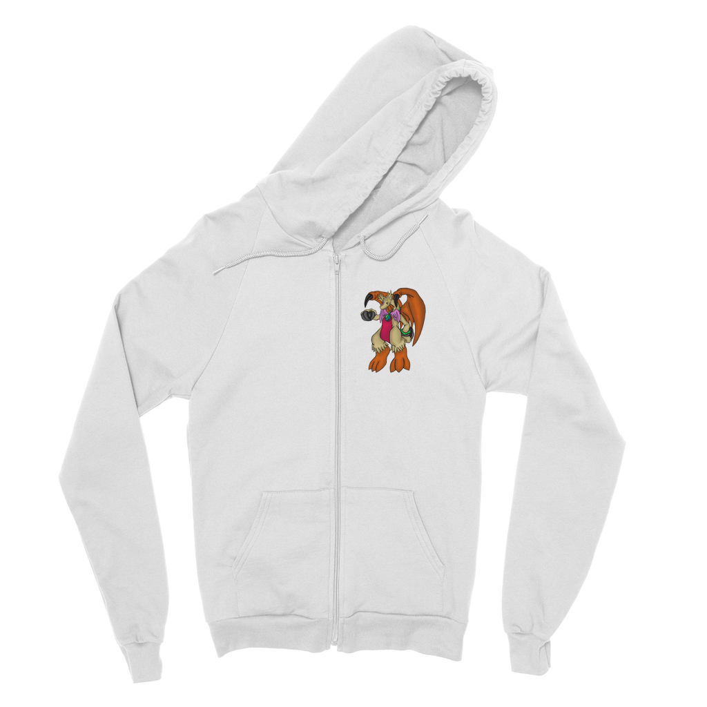 Angechardragon Classic Adult Zip Hoodie in various colors, showcasing the zip closure, kangaroo pocket, and double fabric hood.