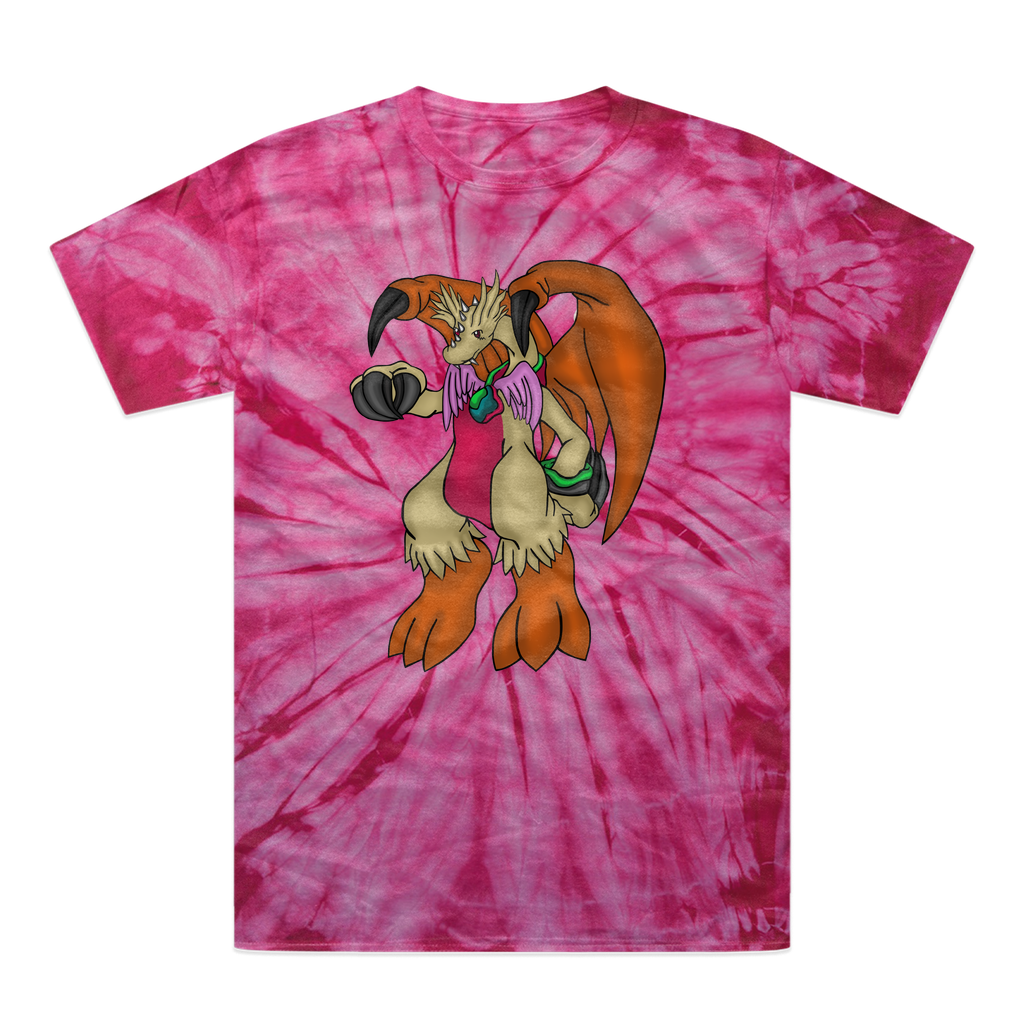 Angechardragon Tonal Spider Tie-Dye T-Shirt featuring vibrant colors and unique patterns, made from heavyweight cotton.