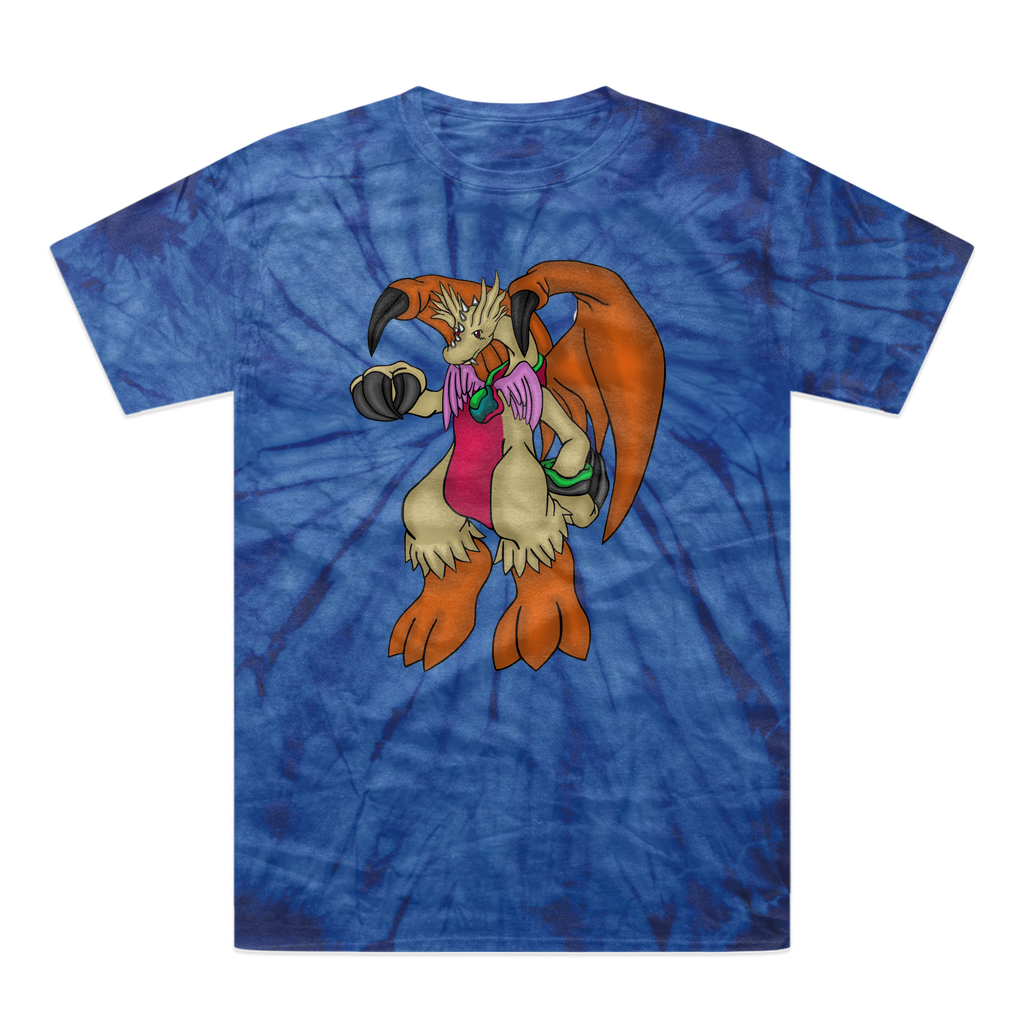 Angechardragon Tonal Spider Tie-Dye T-Shirt featuring vibrant colors and unique patterns, made from heavyweight cotton.