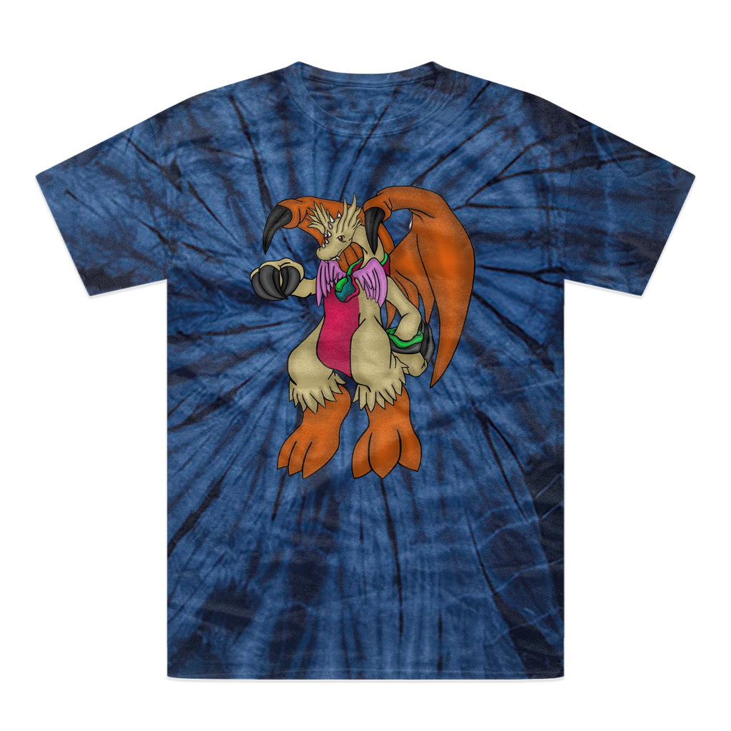 Angechardragon Tonal Spider Tie-Dye T-Shirt featuring vibrant colors and unique patterns, made from heavyweight cotton.