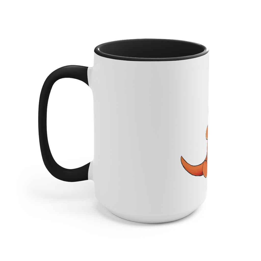 Angetapir Accent Mug showcasing its two-tone design with a white exterior and colored interior, available in red, pink, and black.